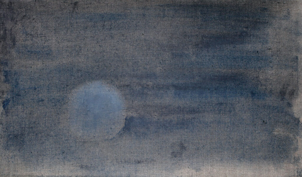 Einsame Kugel in Blautönen | 2019 | Öl / Leinwand | 20 × 40 cm